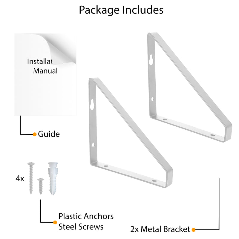 PONZA Geometric Shelf Brackets for Floating Shelves, Wall Shelves Brackets for Rustic Decor - Set of 2 - Wallniture