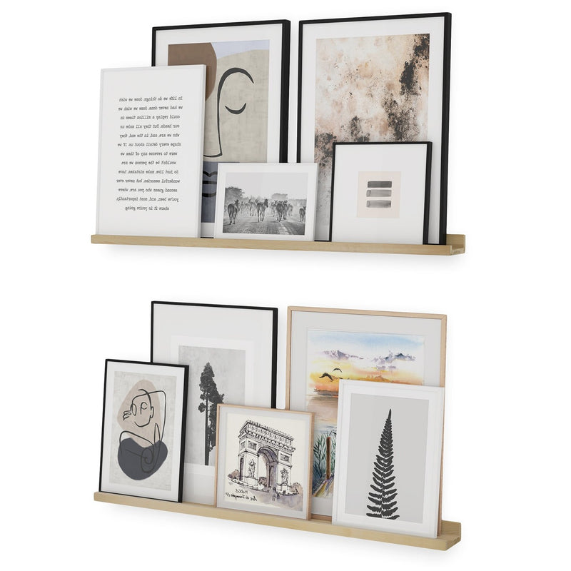 DENVER Floating Shelves and Picture Ledge for Bedroom Decor – 36” x 3.6" – Set of 2 – Natural - Wallniture