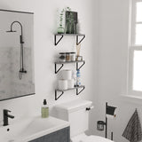 PONZA Floating Shelves for Wall, Bathroom Shelves for Over The Toilet Storage -Set of 3 - Wallniture