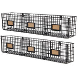 AMALFI Wire Basket for Bathroom Decor Wall Mounted Bathroom Organizer - 3 Sectional - Set of 2 - Black - Wallniture