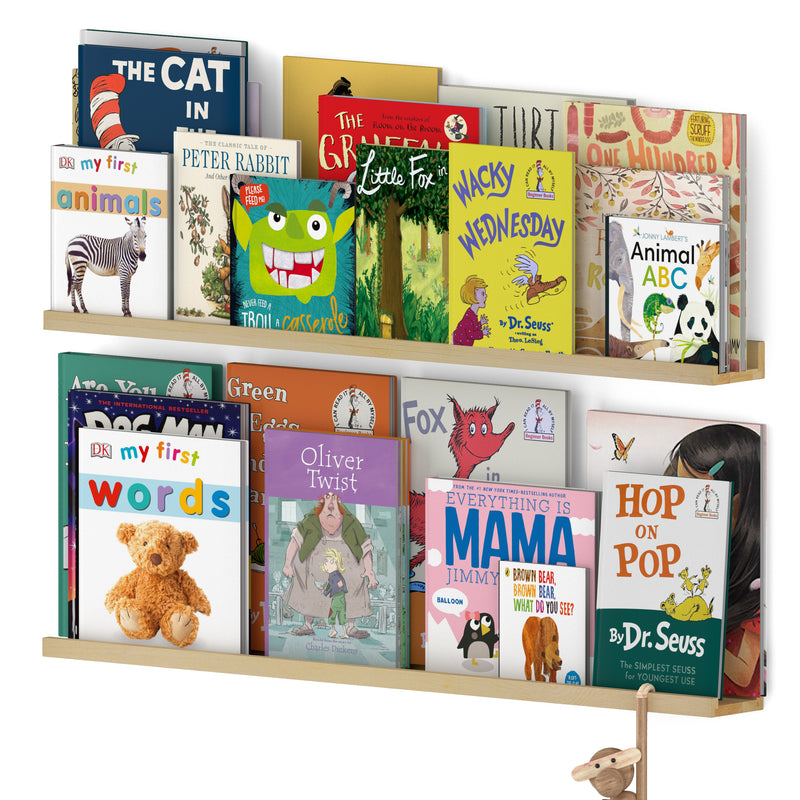 DENVER Floating Shelves Wall Bookshelf and Nursery Decor –  36” x 3.6" –  Set of 2 – Natural - Wallniture