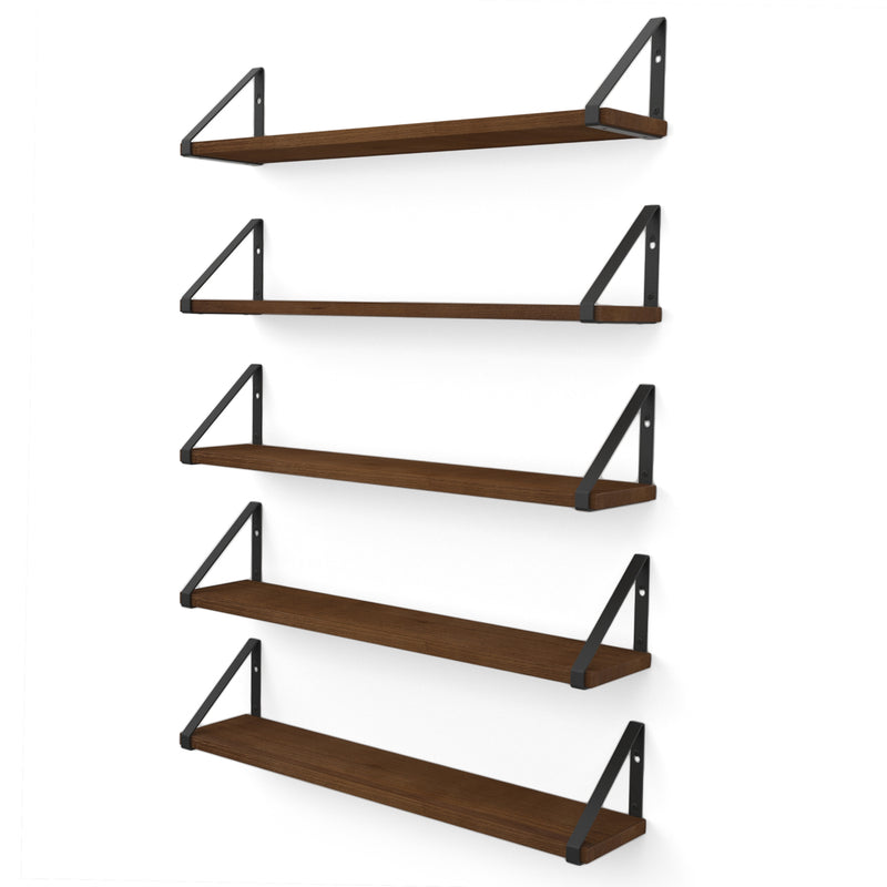 PONZA 24" Floating Shelves for Wall, Rustic Wood Wall Shelves for Bedroom Decor - Set of 4, or 5 - Wallniture