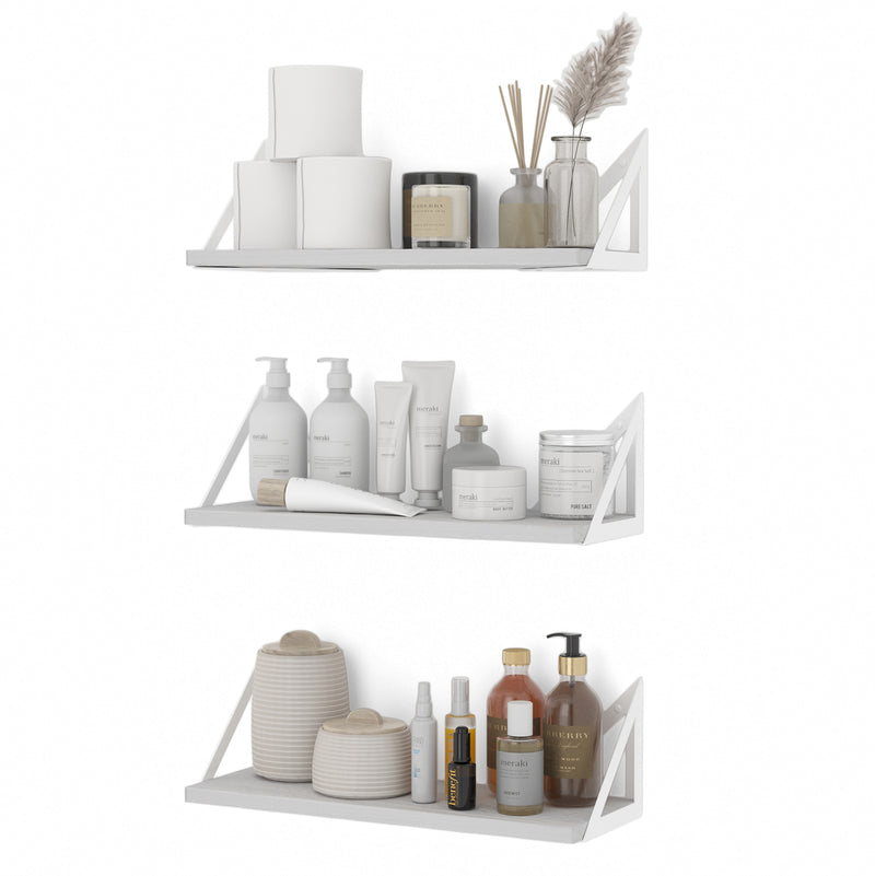 MINORI Rustic Bathroom Shelf for Bathroom Decor, Wall Bathroom Organizer - Set of 3 - Wallniture