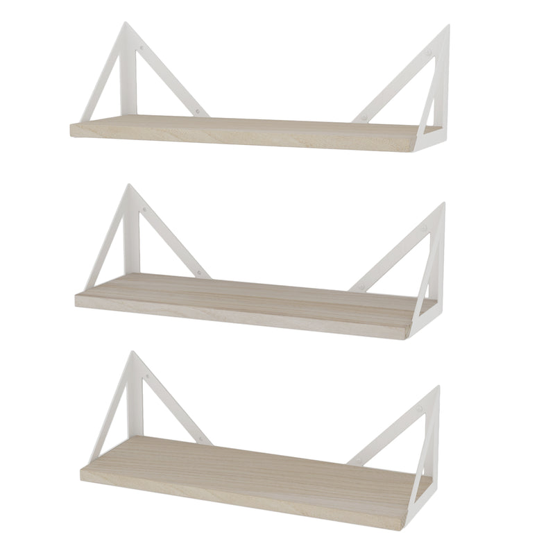 MINORI 17" Rustic Floating Shelves, Bookshelf, Geometric Triangle Shelf for Living Room Decor - Set of 3 - Wallniture