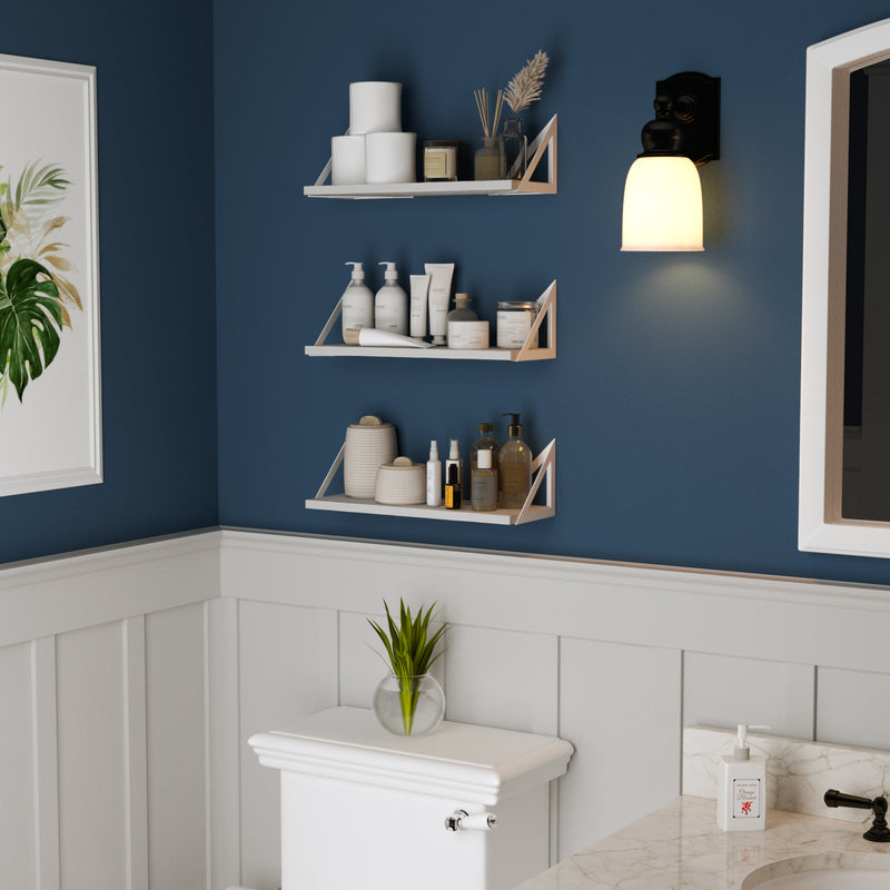 MINORI Rustic Bathroom Shelf for Bathroom Decor, Wall Bathroom Organizer - Set of 3 - Wallniture