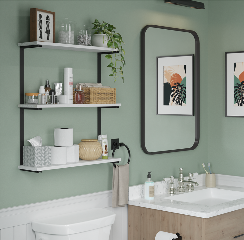 TIVOLI Floating Shelves for Wall Decor, Bathroom Shelves 3-Tier - Burnt, or White