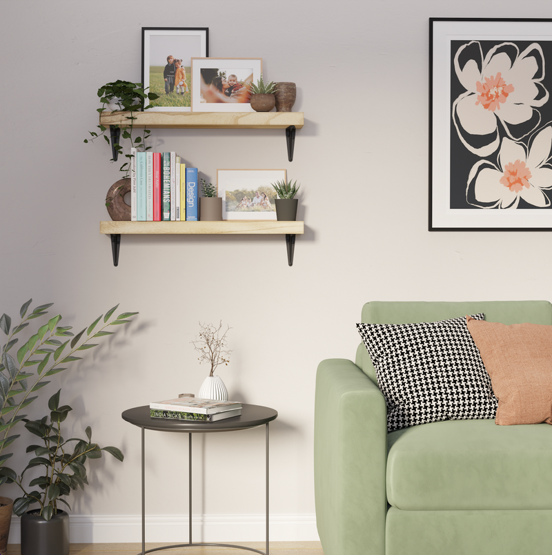 ARRAS 24" Floating Shelves, Bookshelves for Living Room Decor - Burnt - Set of 2, 3, or 4