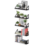 PONZA 17" Floating Shelves for Living Room Wall Shelves - Set of 5 - Black