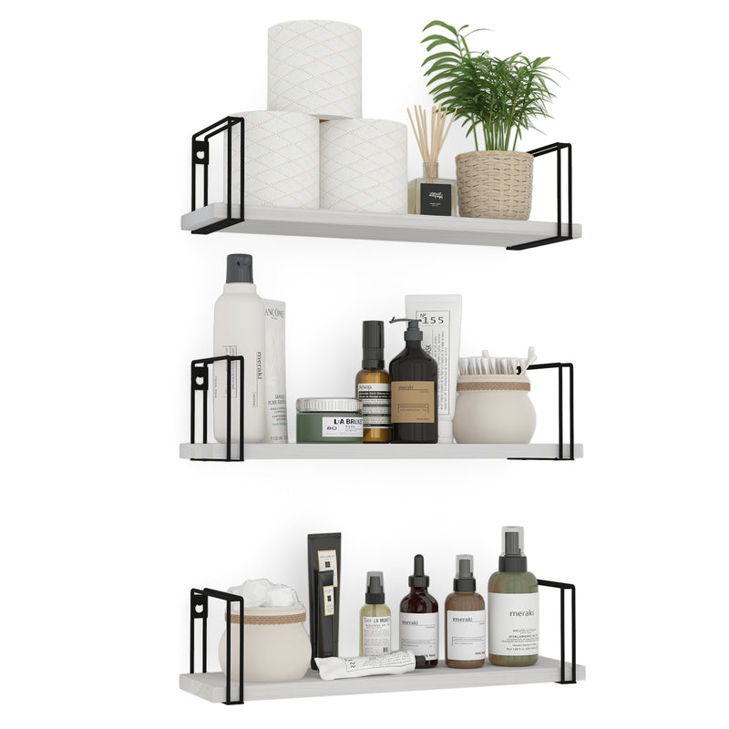 AVILA 17" Rustic Bathroom Shelf for Bathroom Decor, Wall Bathroom Organizer - Set of 3 - Wallniture