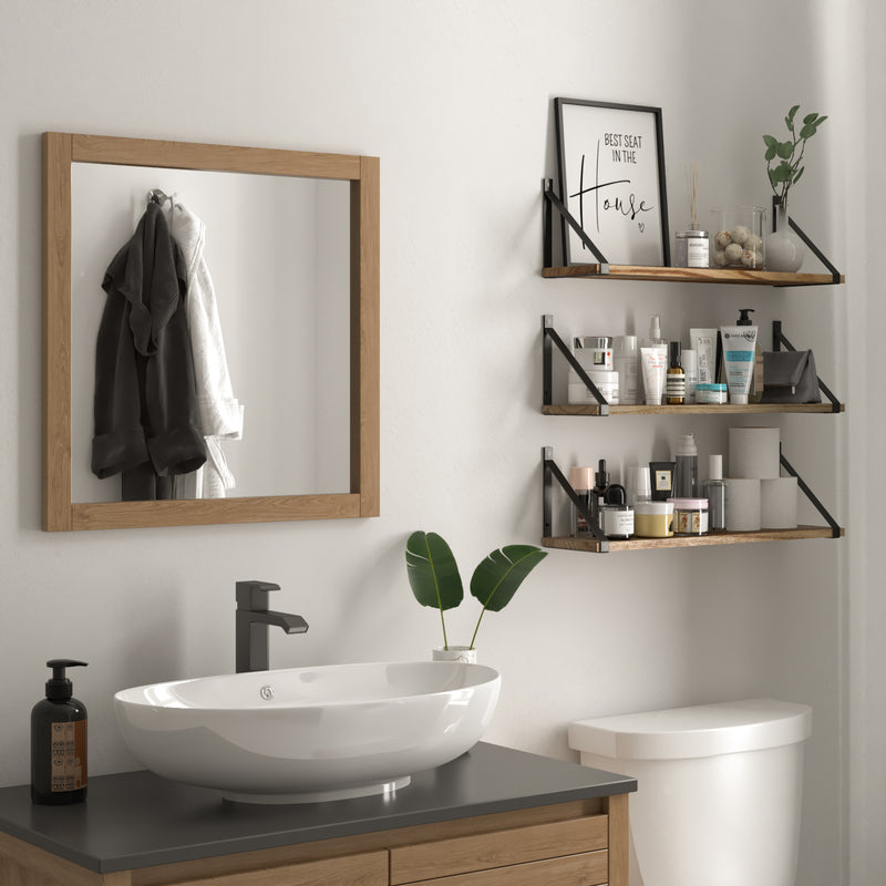 BORA Rustic Bathroom Shelf for Bathroom Decor, Wall Bathroom Organizer - Set of 3 - Wallniture