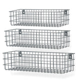 KANSAS Wire Fruit Basket, Kitchen Organization and Storage Rack - Multi-Size - Set of 3 - Gray - Wallniture