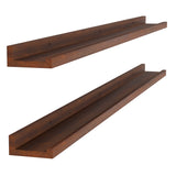 DENVER Floating Shelves and Picture Ledge for Living Room Decor – 48” x 3.7" – Set of 2 – Walnut - Wallniture