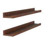 DENVER Floating Shelves and Picture Ledge for Living Room Decor – 24” x 3.7" – Set of 2 – Walnut - Wallniture