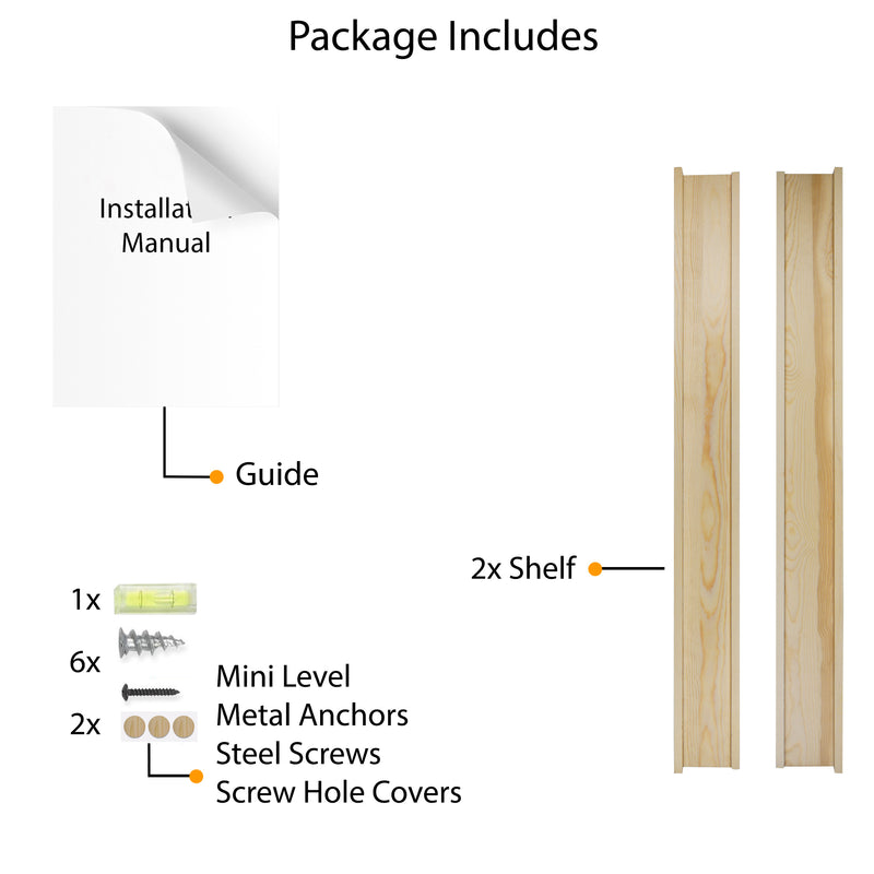 DENVER Floating Shelves and Picture Ledge for Living Room Decor – 36” x 3.6" – Set of 2 – Natural - Wallniture