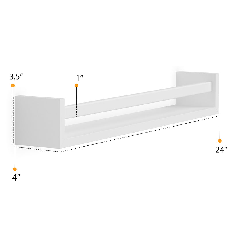 UTAH Floating Shelves Wall Bookshelf and Nursery Decor - 24" Length - Set of 2 - White - Wallniture