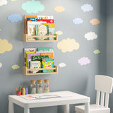 UTAH Kids Bookshelf, Floating Shelves for Nursery Decor and Kids Room Decor Wood Shelf - Set of 2 -Natural - Wallniture