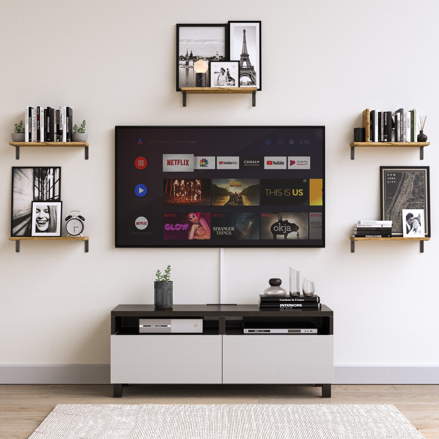 PALMA Shelf Brackets for Floating Shelves, Wall Shelves Brackets for Rustic Decor - Set of 2 - Wallniture