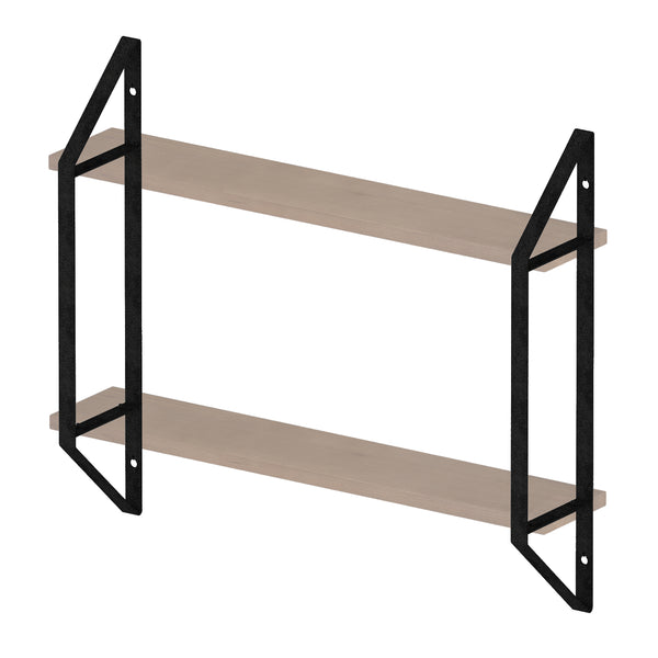 PONZA 2-Tier Geometric Triangle Shelf Brackets for Floating Shelves, Wall Shelves Brackets for Rustic Decor - Set of 2 - Wallniture