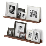 DENVER Floating Shelves and Picture Ledge for Living Room Decor – 24” x 3.7" – Set of 2 – Walnut - Wallniture