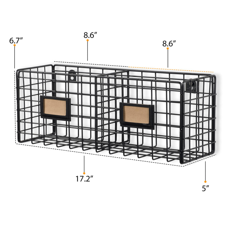 AMALFI Wire Fruit Basket, Kitchen Organization and Storage Rack - 2 Sectional - Black - Wallniture