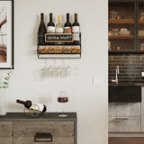 CORK Hanging Wine and Glass Rack & Wall Mounted Wine Rack with Wire Wine Cork Storage for Kitchen - Black - Wallniture