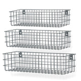 KANSAS Wire Baskets Wall Wire Rack - Multi-Size - Set of 3 - Black, White, Gray - Wallniture