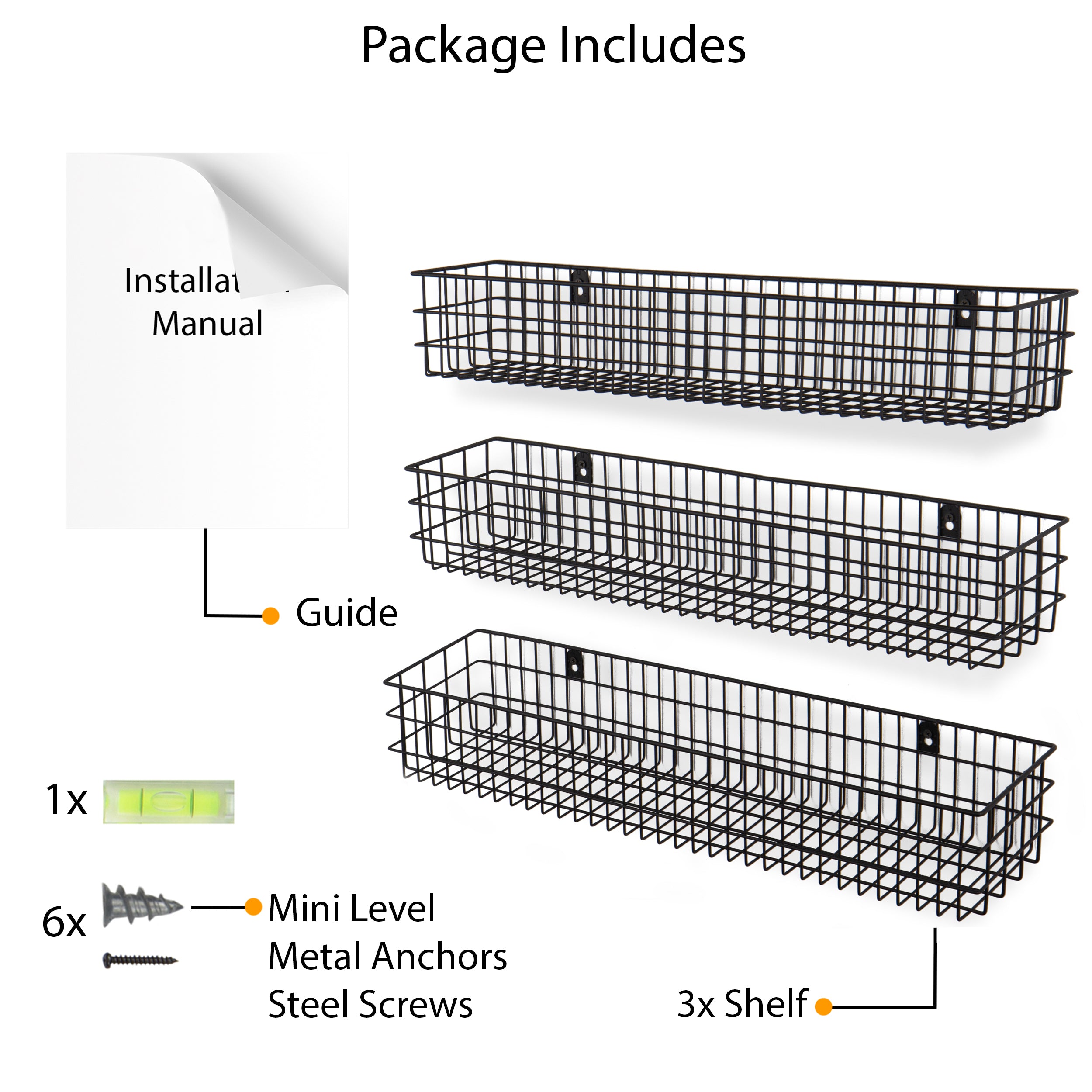 KANSAS Wire Wall Baskets With 24 25 And 26 Length Set Of 3 Bla   Wall35 Kansas Chn668 Basket Bla Met Con V1 2500x2500 79e400de Fd63 490b A1d1 Dc8e8b5e9af9 