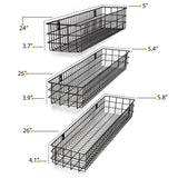 KANSAS Wire Wall Baskets with 24", 25" and 26" Length - Set of 3 - Black, Gray, White - Wallniture