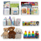 KANSAS Wire Basket Kids Bookshelf & Toy Storage For Nursery Decor - Multisize - Set of 6 - Gray - Wallniture