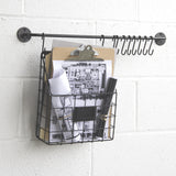 RITA Wire Baskets with Rail and Hooks - Black - Wallniture