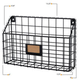 RIVISTA Wire Basket for Office Decor, Wall Mount Magazine holder - 13.25" Width - Set of 1, or 2 - Black - Wallniture