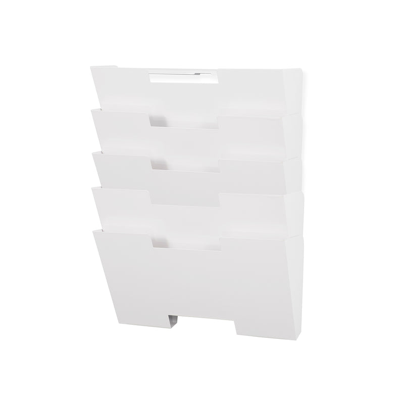 LISBON Wall Mounted File and Magazine Holder - 5 Sectional - Black, White, Gray - Wallniture