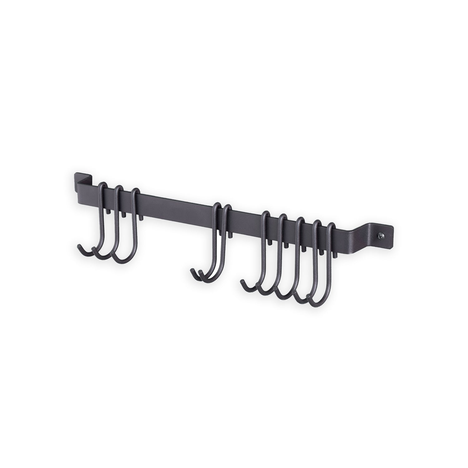 CASTO Wall Mount Kitchen Utensil Holder with S Hooks for Hanging - 17" with 10 Hooks - 30" with 15 Hooks - Black - Wallniture