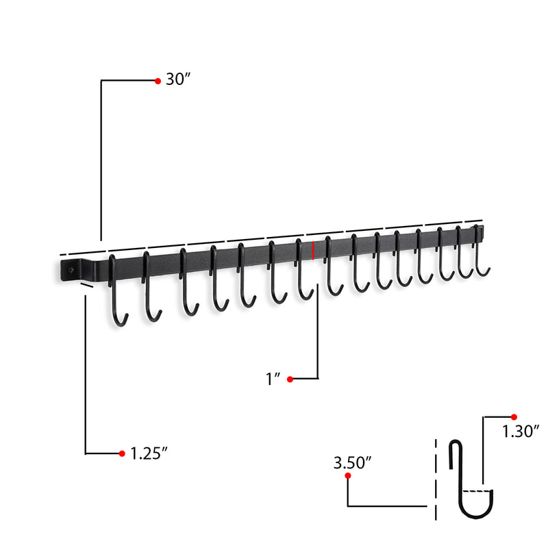 CUCINA Kitchen Utensil Holder with 10 S Hooks for Hanging, Wall