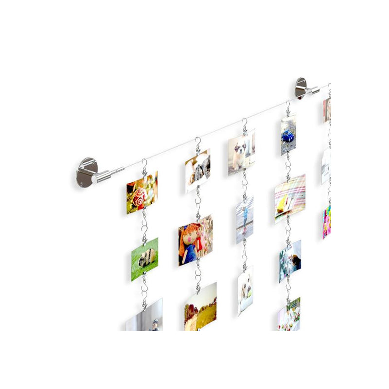 SOHO Wire Picture Hanging Kit for Nursery Decor with Picture Hangers - 48 Clips - 143'' Length - Stainless Steel - Wallniture