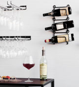 Moduwine Wall Mounted Wine Bottle Rack – Straight Style – 3, 4 Pieces – Black - Wallniture