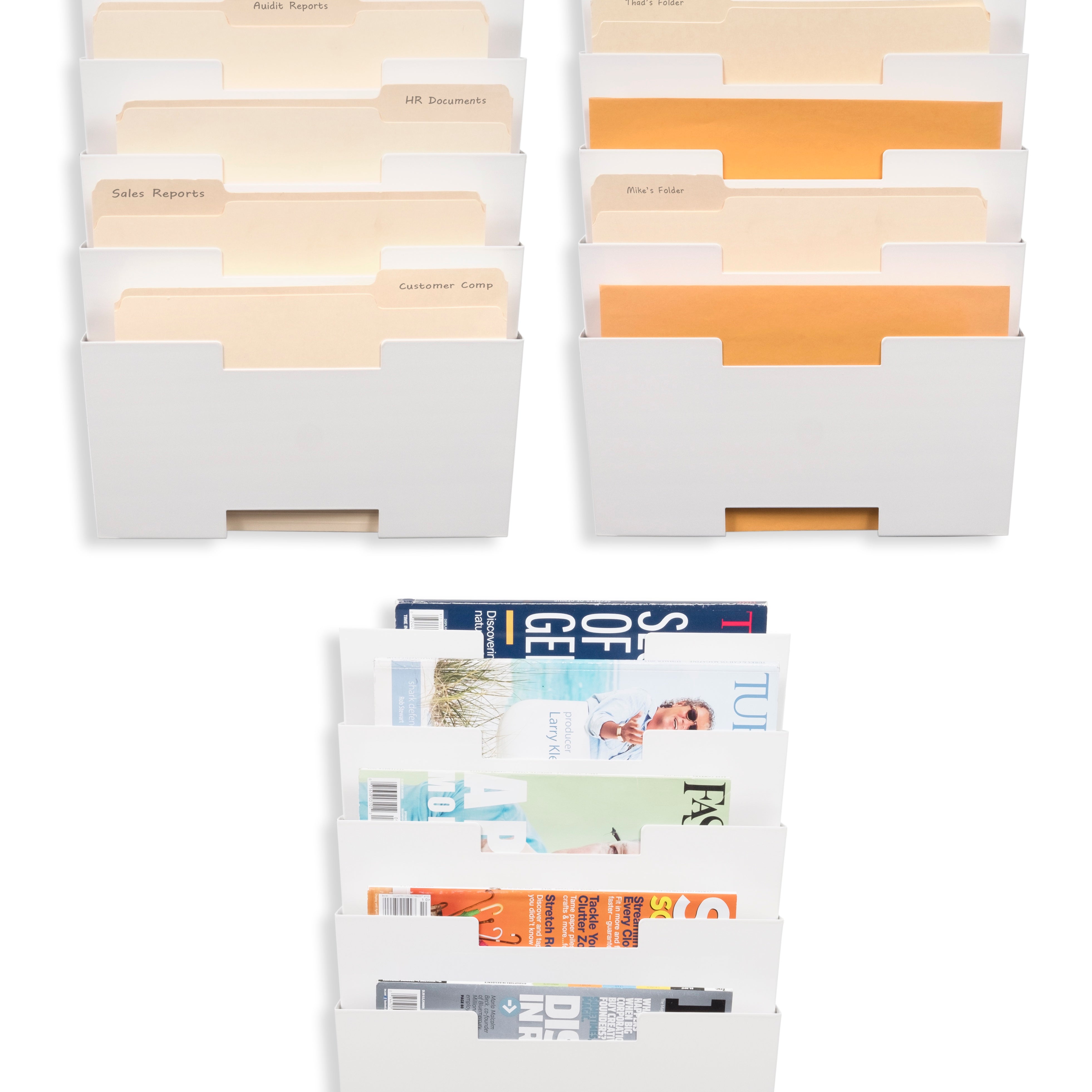 LISBON Wall File Magazine Holder - 15 Tier - Black, White, Gray - Wallniture