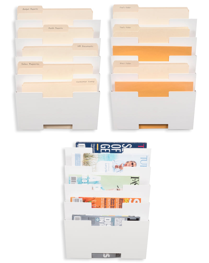 LISBON Wall File Magazine Holder - 15 Tier - Black, White, Gray - Wallniture