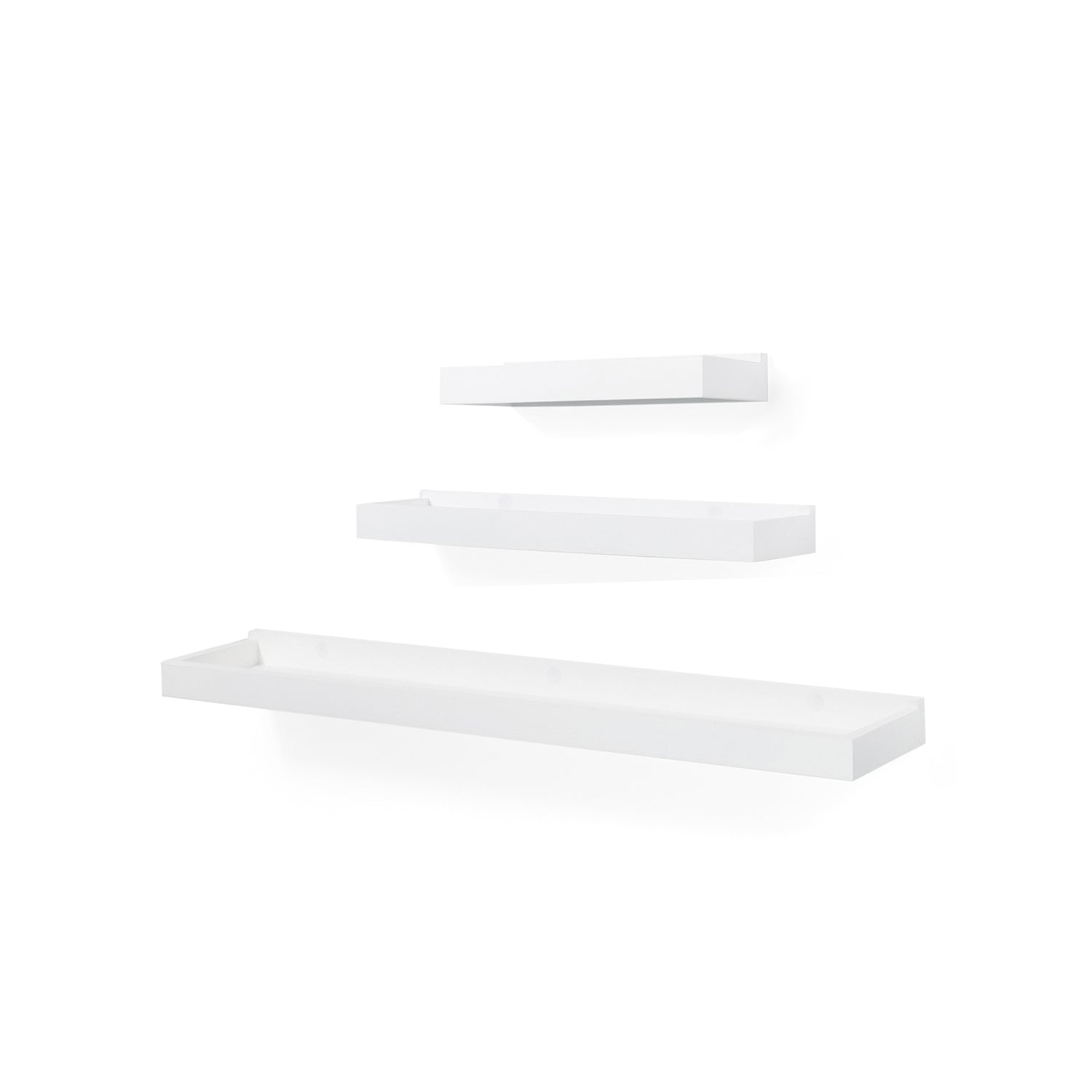 PHILLY Floating Shelves Wall Bookshelf and Picture Ledge - Multisize - Set of 3 - White, Navy Blue, Gray, Walnut - Wallniture