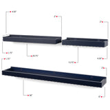 PHILLY Floating Shelves Wall Bookshelf and Picture Ledge for Bedroom Decor- Multisize - Set of 3 - White, Navy Blue, Gray, Walnut - Wallniture