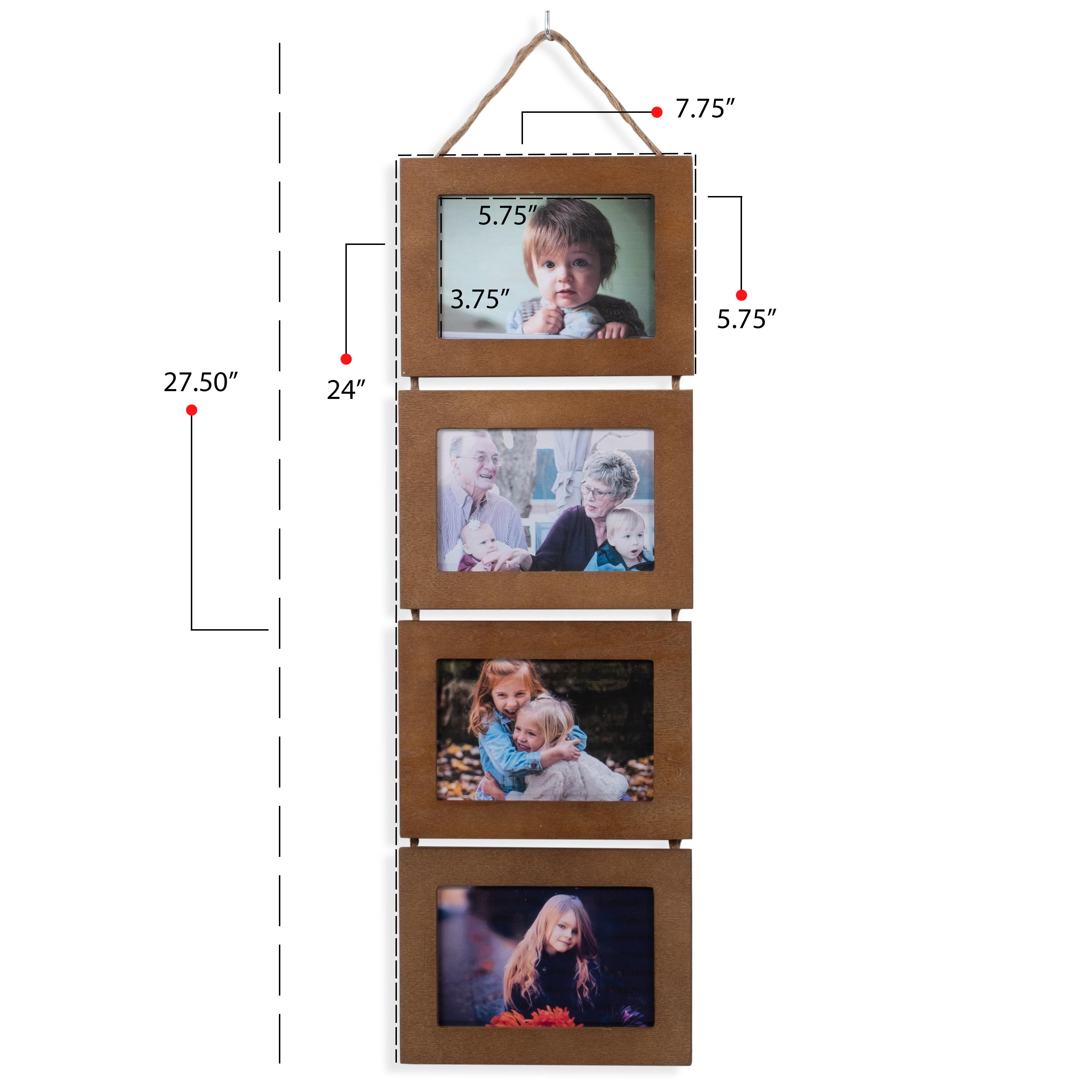 WOODARIES Hanging Collage Picture Frame - 4” x 6” Photos - Walnut - Wallniture