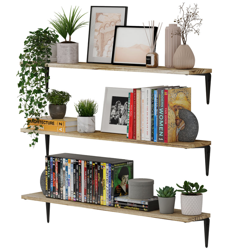 ARRAS 36" Floating Shelves for Wall Storage, Bookshelf Living Room Decor -  Set of 2, or 3 - Burnt