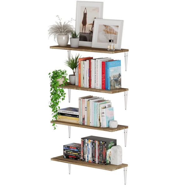 ARRAS 24" Floating Shelves for Wall Storage, Bookshelf Living Room - White, or Black Brackets