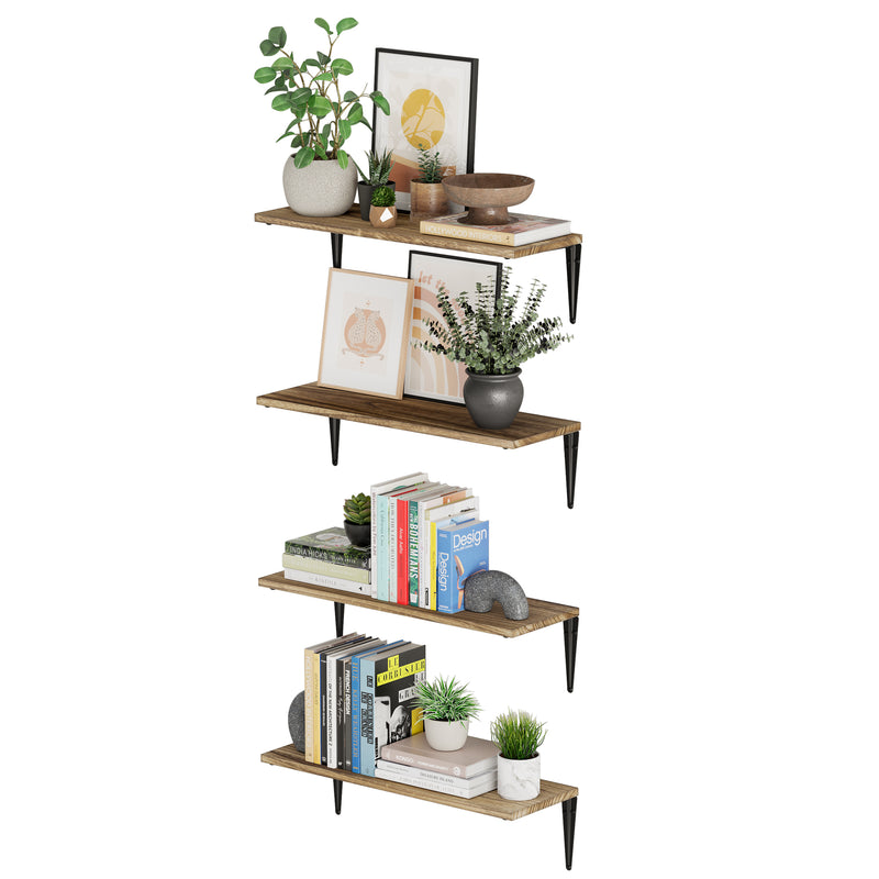 ARRAS 24" Floating Shelves for Wall Storage, Bookshelf Living Room - White, or Black Brackets