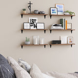 ARRAS 24" Floating Shelves for Wall, Bookshelves & Wall Storage Shelves for Living Room -  Set of 6 - Walnut
