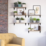 ARRAS Floating Shelves for Living Room Decor, 17" Wall Bookshelf, Plant Shelf - Natural - Set of 6, 8, or 10
