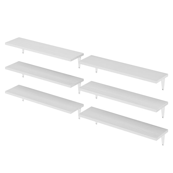 ARRAS Floating Shelves for Wall Decor, 24" x 6" White Wall Shelves - White - Set of 6, or 9