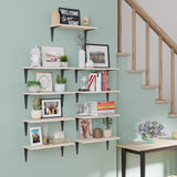 ARRAS 24" x 6" Floating Shelves for Wall Decor, Bookshelf Living Room Decor - Natural Board - Set of 9
