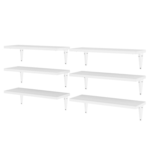 ARRAS Floating Shelves for Wall Decor, 17"x6" White Wall Shelves - White - Set of 6, 8, or 10
