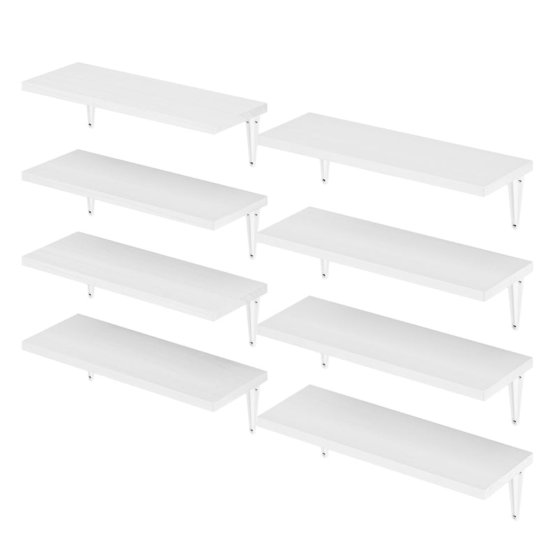 ARRAS Floating Shelves for Wall Decor, 17"x6" White Wall Shelves - White - Set of 6, 8, or 10